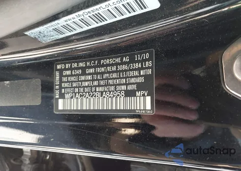 2011 Porsche Cayenne Turbo z USA, uszkodzony, nr VIN WP1AC2A22BLA84958